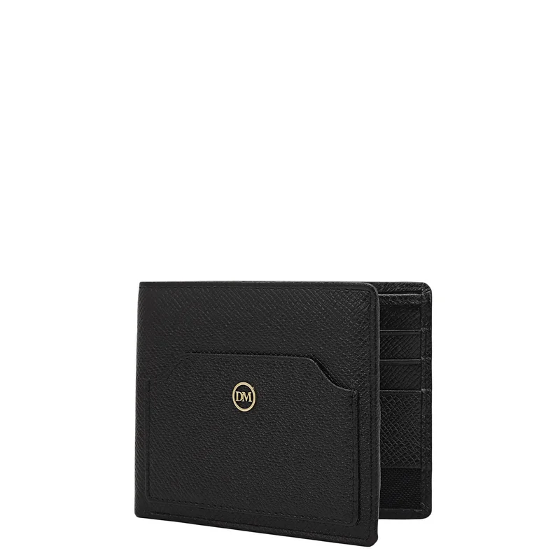 Da Milano Black Bifold Leather Mens Wallet